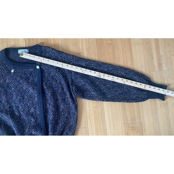 Tricots St Raphael 100% Virgin‎ Wool  Cardigan Sweater SM Herringbone Pearl VTG - Picture 7 of 11